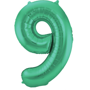 Groene Metallic Mat Folieballon Cijfer 9